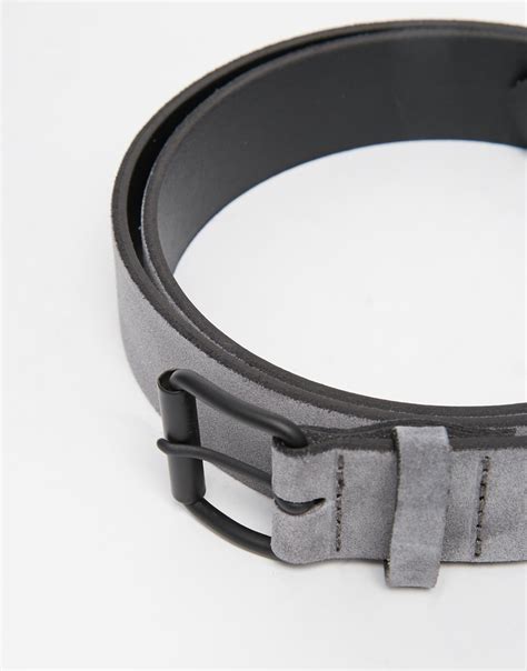 gray suede belt.